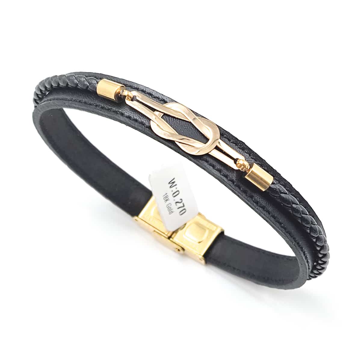 خرید دستبند مردانه طلا و چرم M136