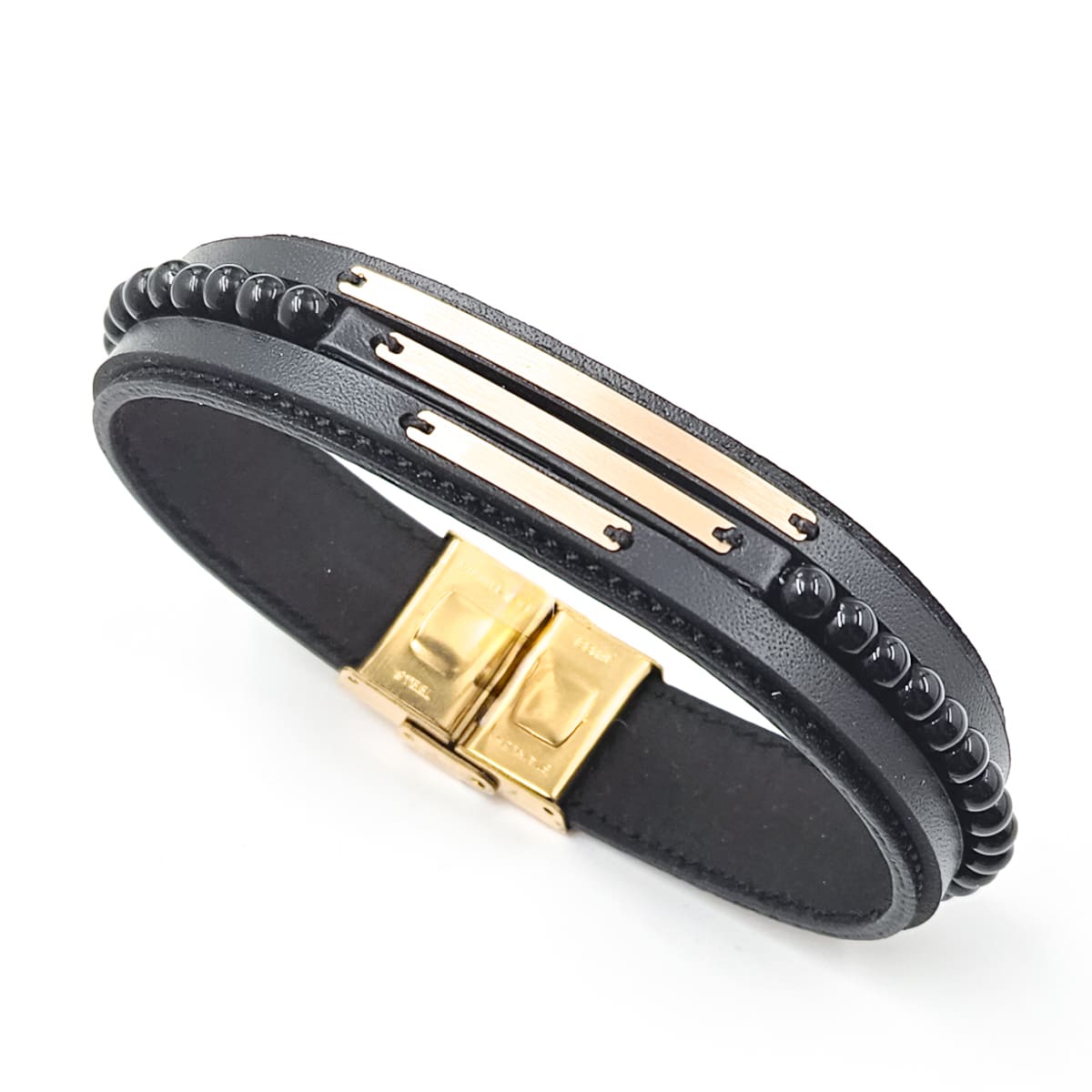 خرید دستبند مردانه طلا و چرم M142