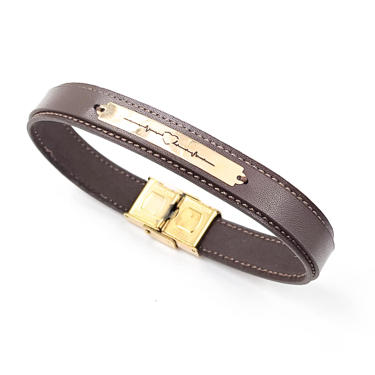 خرید دستبند مردانه طلا و چرم M148