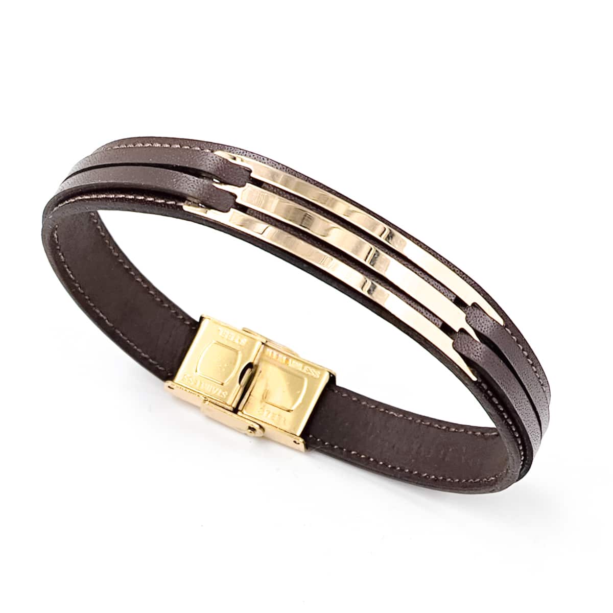 خرید دستبند مردانه طلا و چرم M149