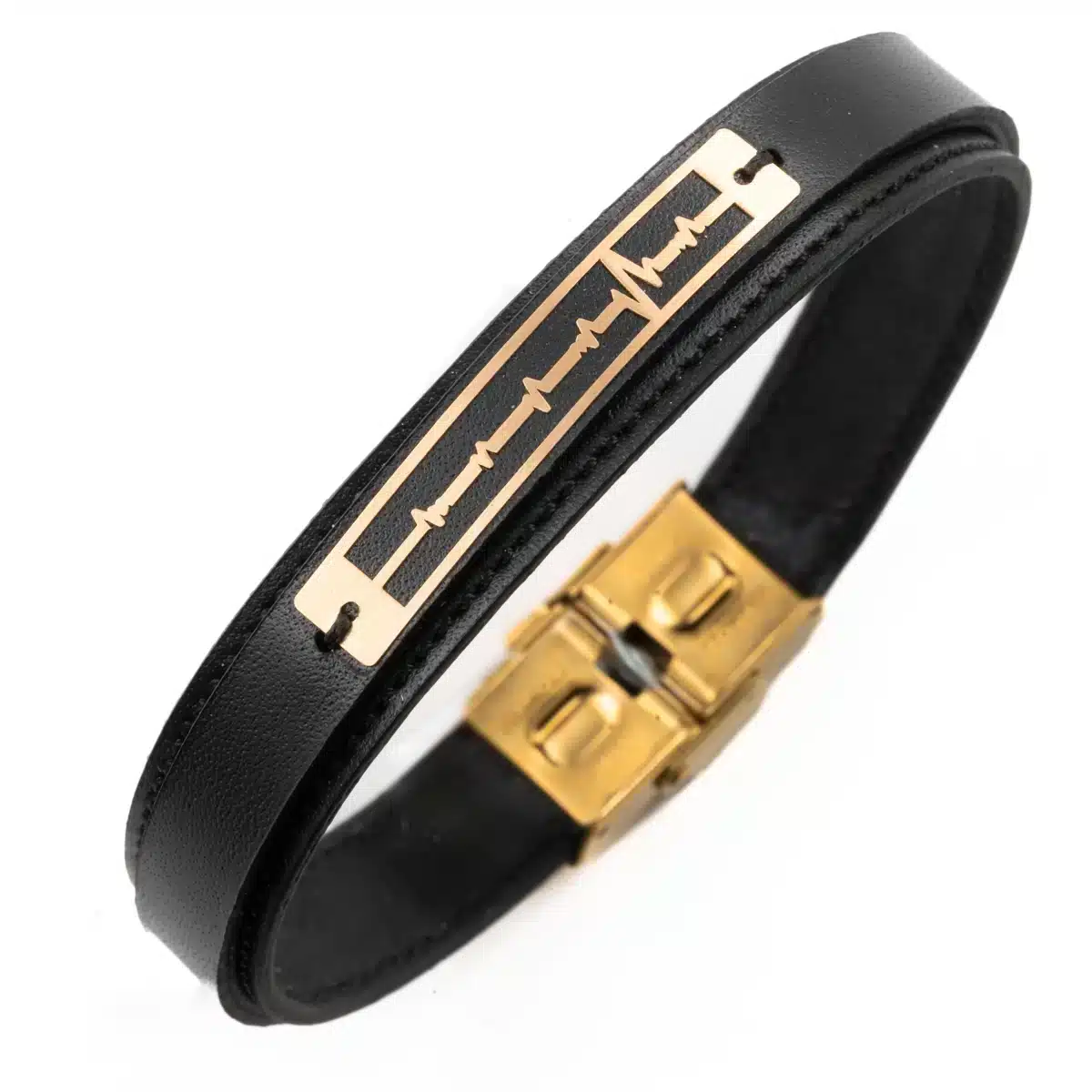 خرید دستبند مردانه طلا و چرم m104