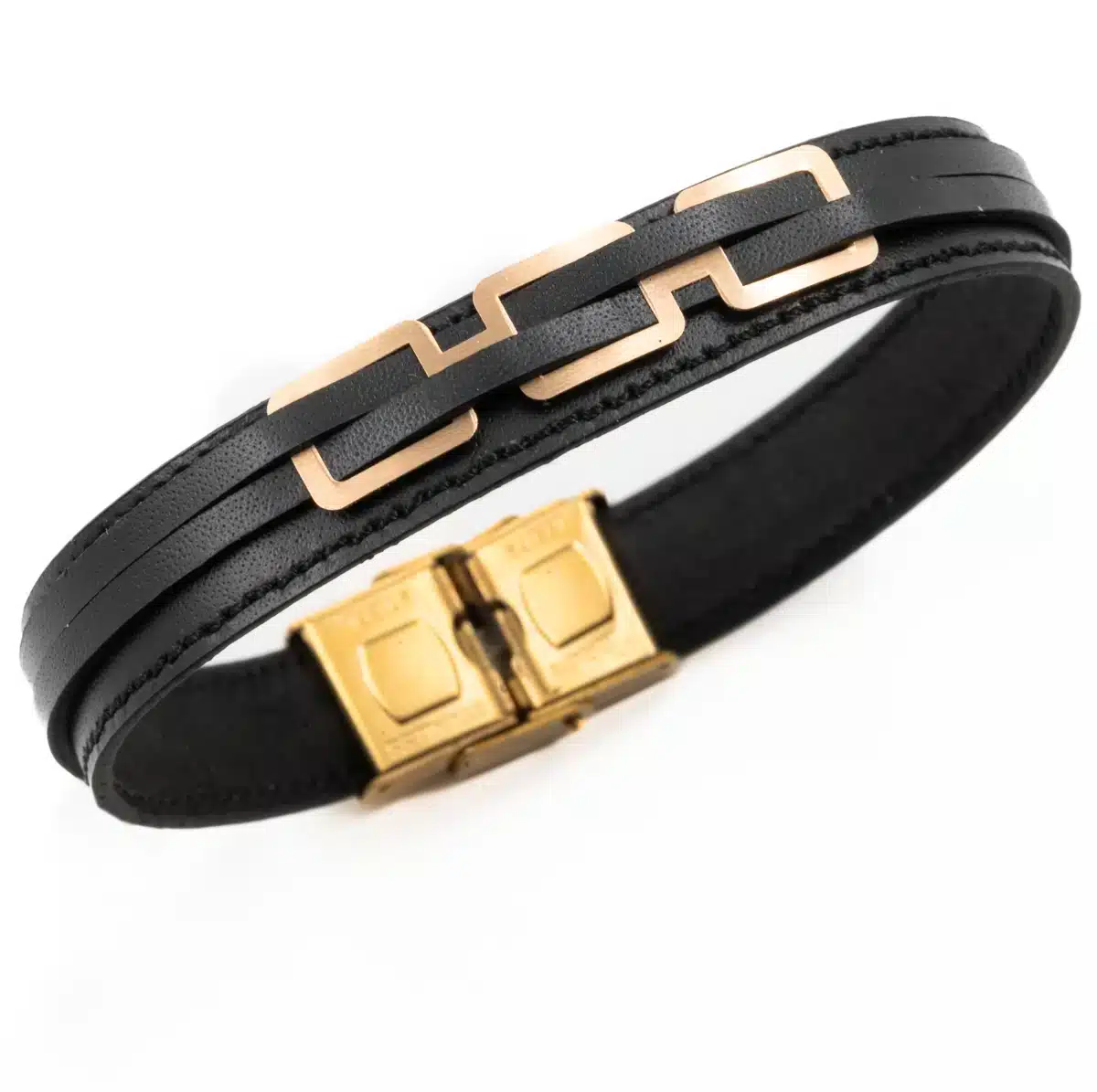 خرید دستبند مردانه طلا و چرم m107