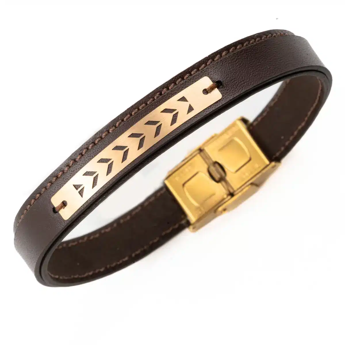 خرید دستبند مردانه طلا و چرم m108