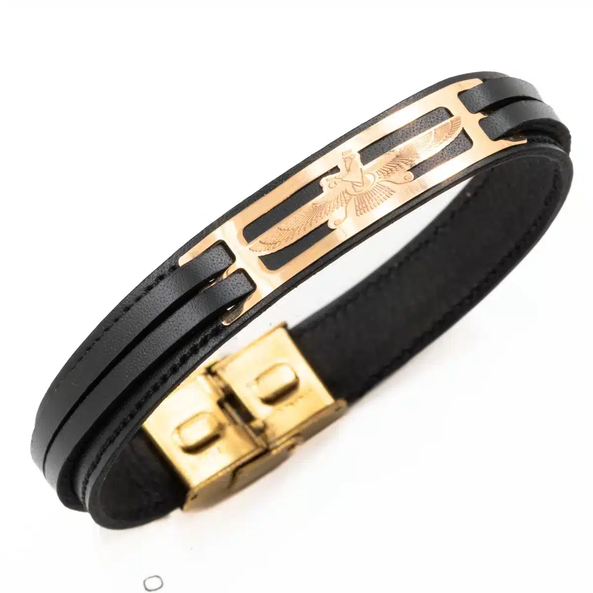 خرید دستبند مردانه طلا و چرم m110