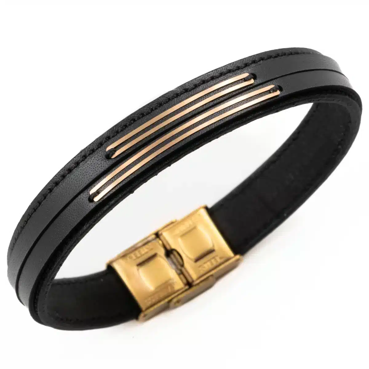 خرید دستبند مردانه طلا و چرم m111