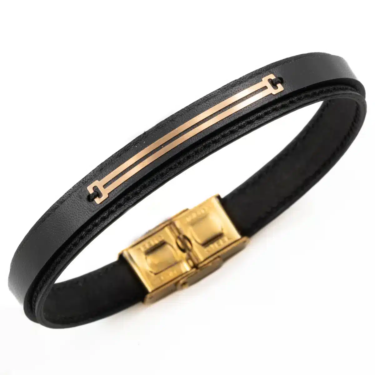 خرید دستبند مردانه طلا و چرم m113