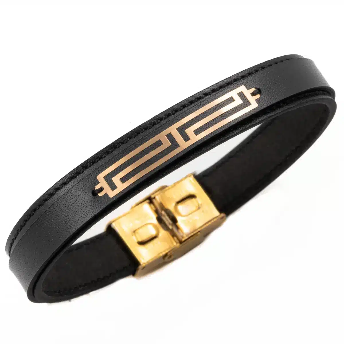 خرید دستبند مردانه طلا و چرم m114