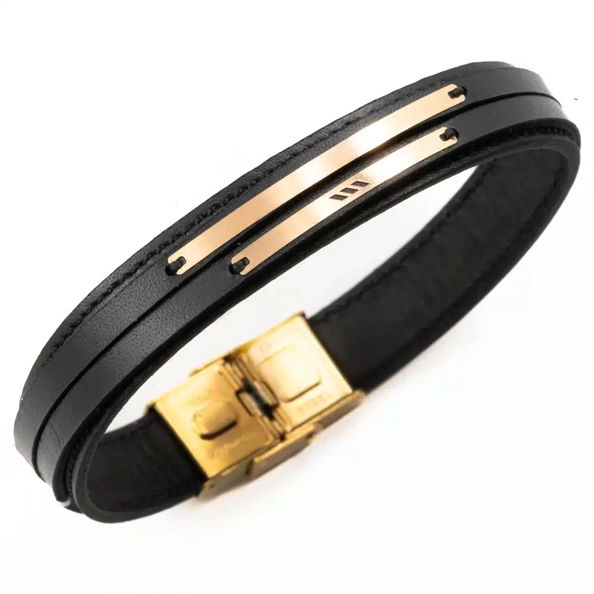 خرید دستبند مردانه طلا و چرم m118