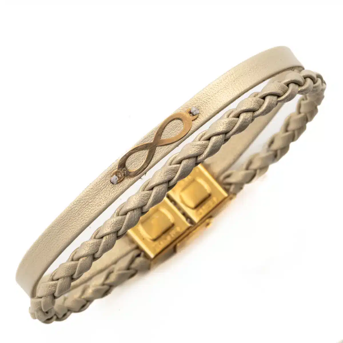 خرید دستبند طلا و چرم w134