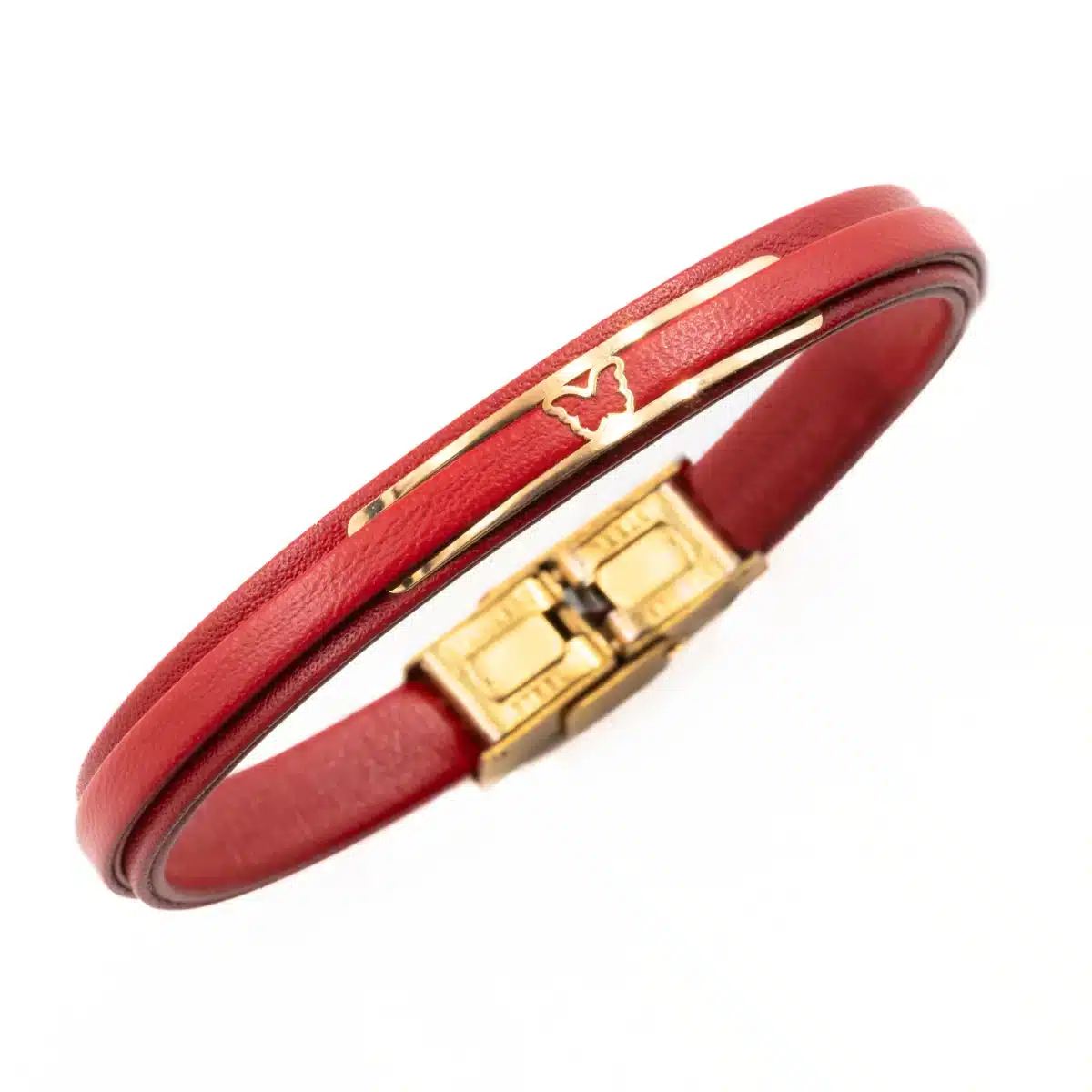 خرید دستبند زنانه طلا و چرم w123