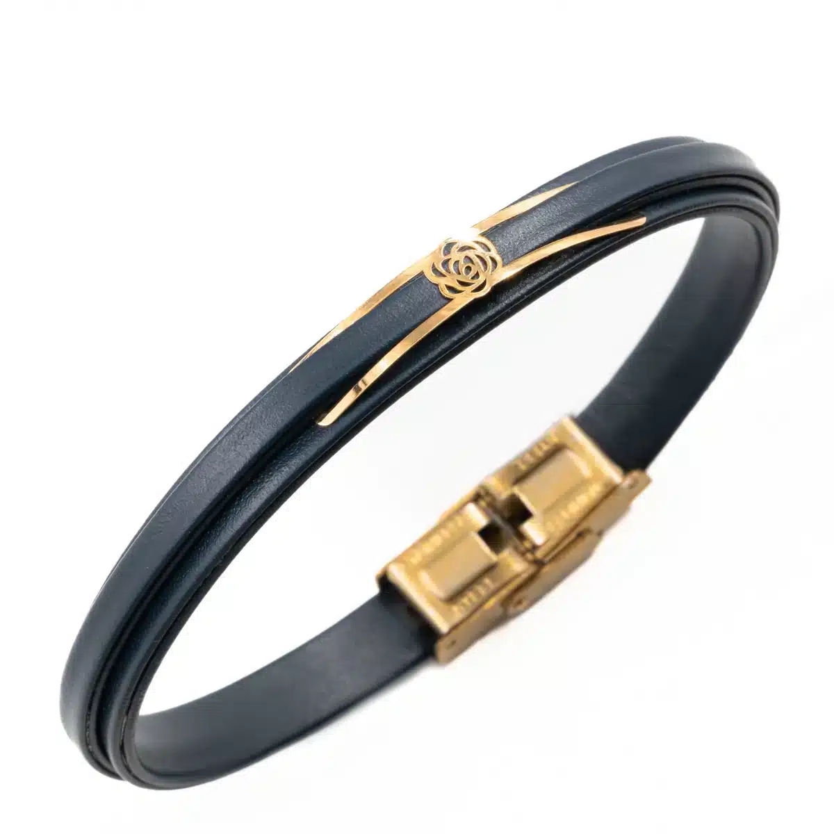 خرید دستبند زنانه طلا و چرم w124