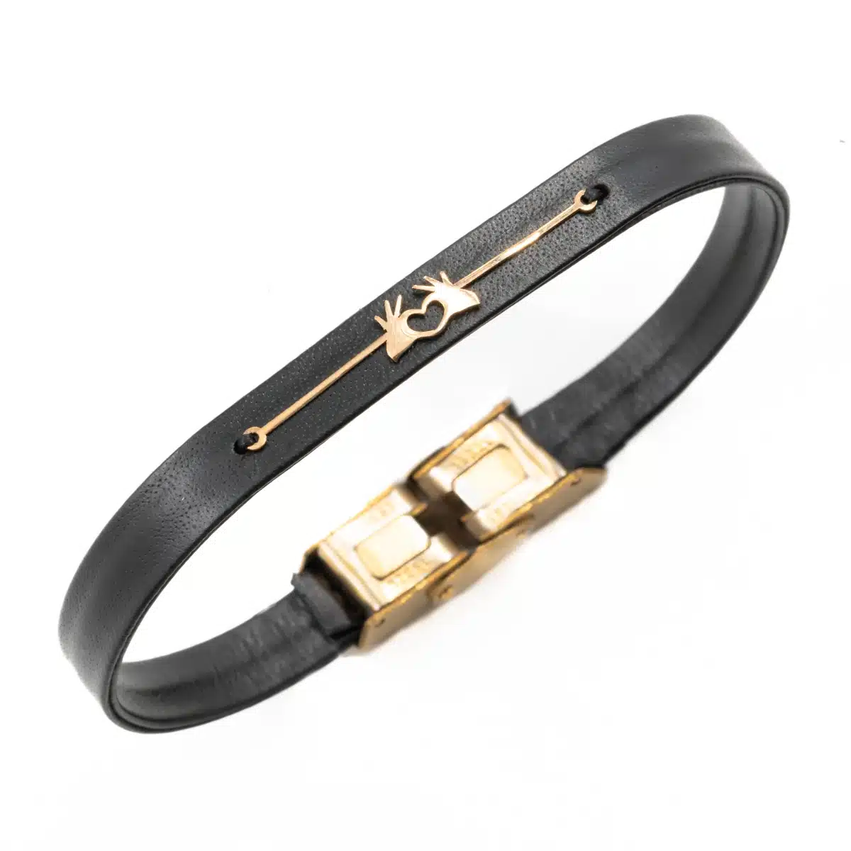 خرید دستبند زنانه طلا و چرم w129