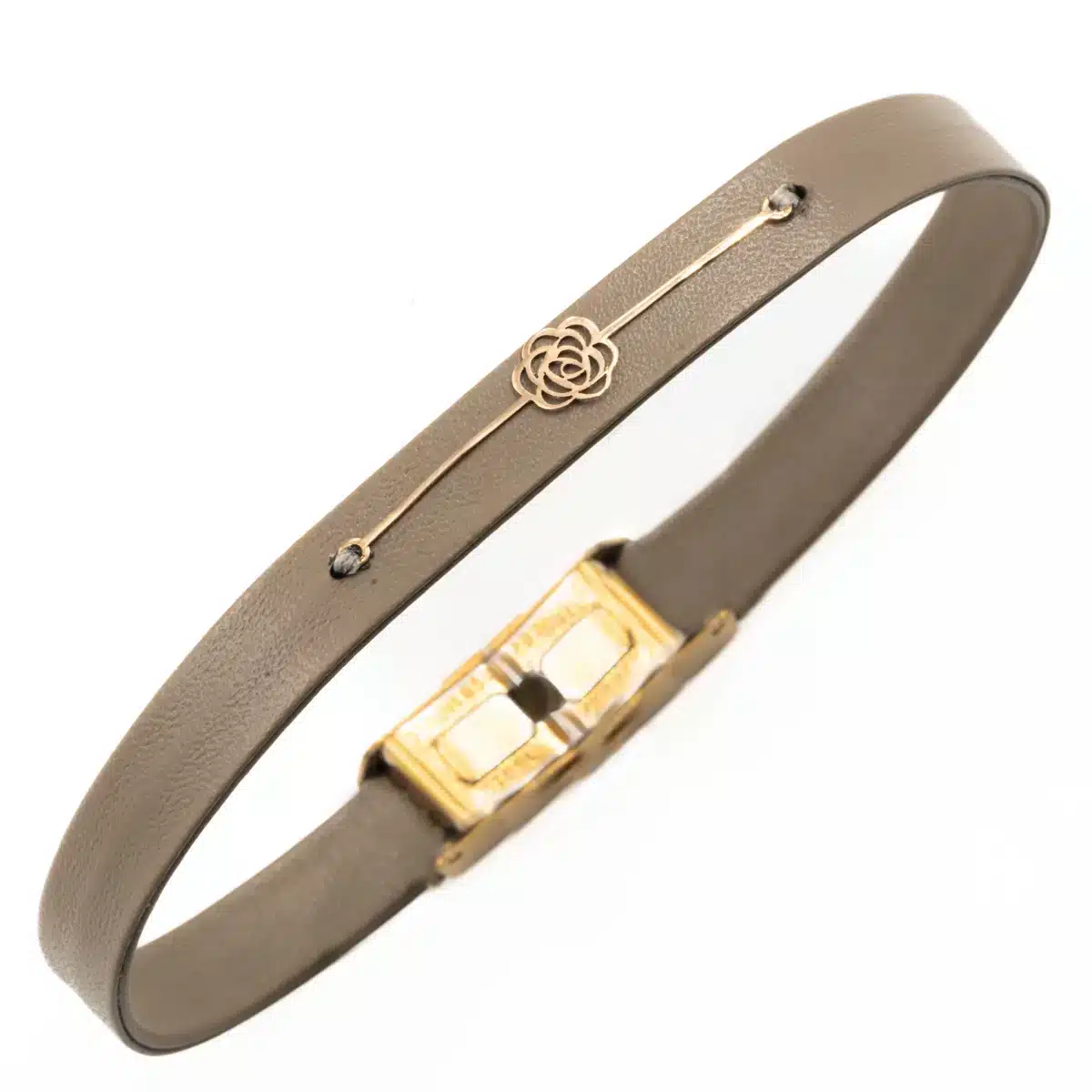 خرید دستبند زنانه طلا و چرم w130