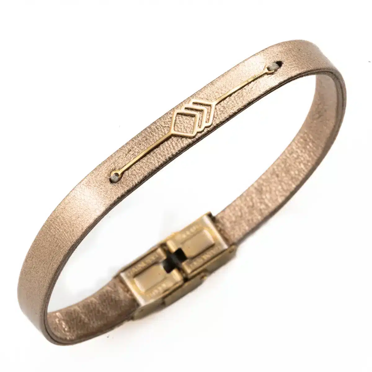 خرید دستبند زنانه طلا و چرم w132