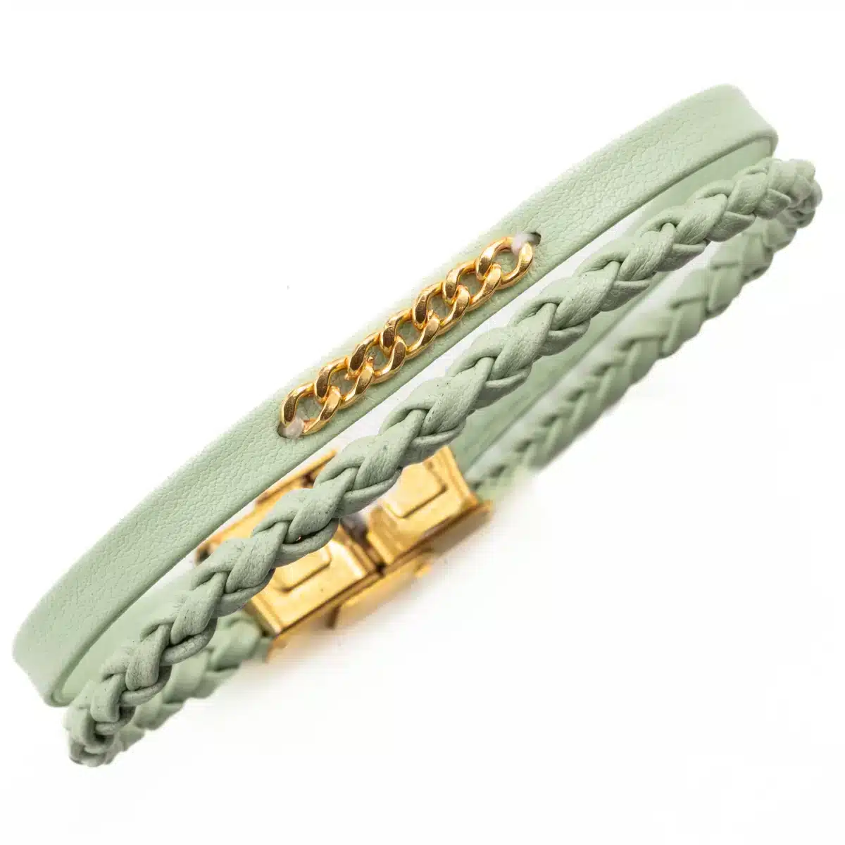 خرید دستبند زنانه طلا و چرم w133