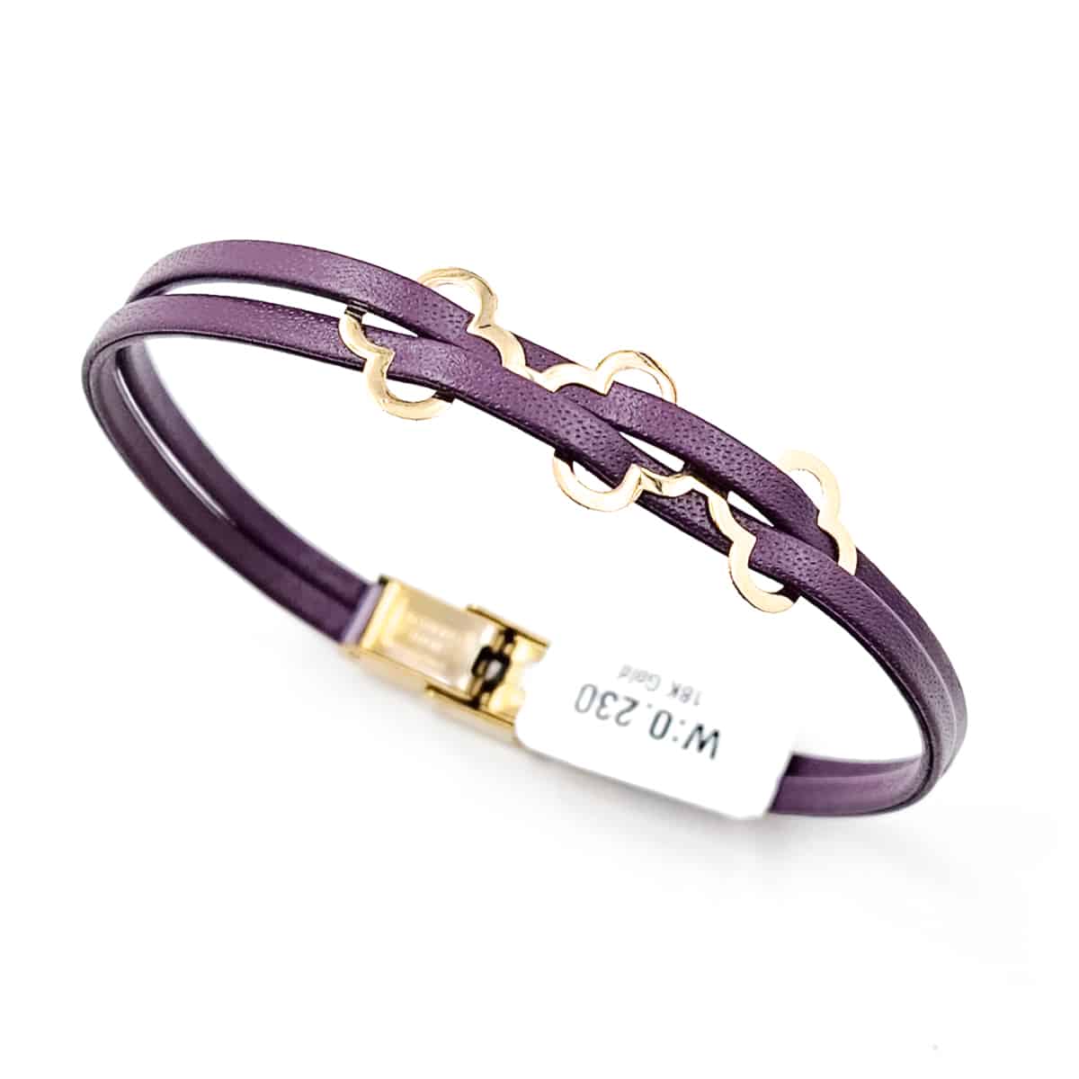 خرید دستبند زنانه طلا و چرم w137