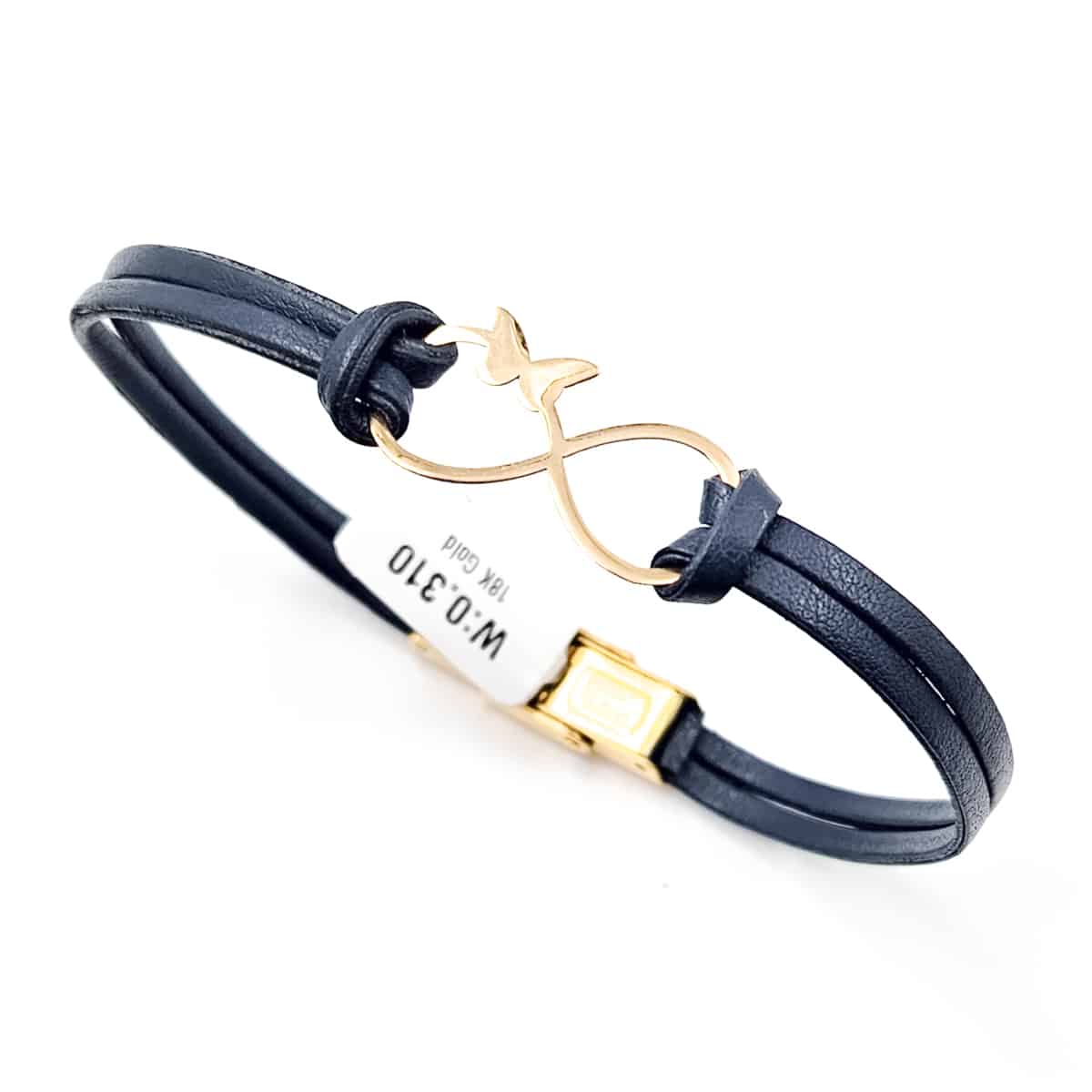 خرید دستبند زنانه طلا و چرم w138