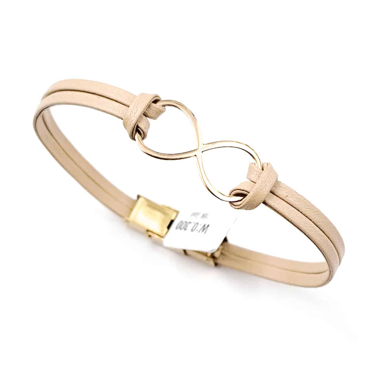 خرید دستبند زنانه طلا و چرم w139