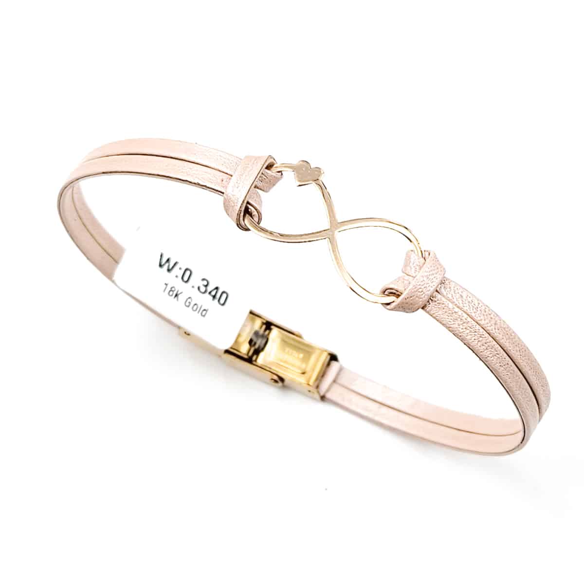 خرید دستبند زنانه طلا و چرم w154