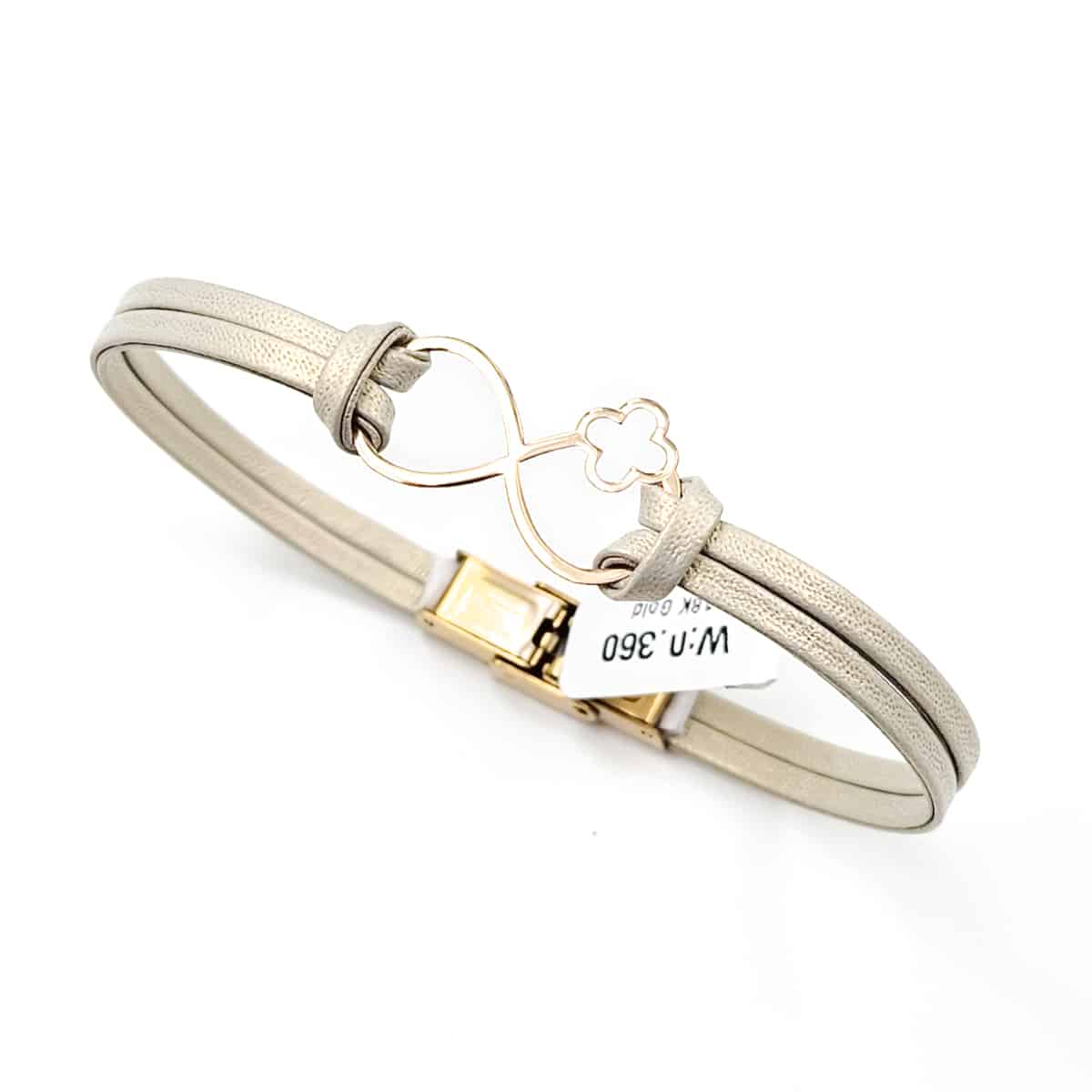 خرید دستبند زنانه طلا و چرم w155