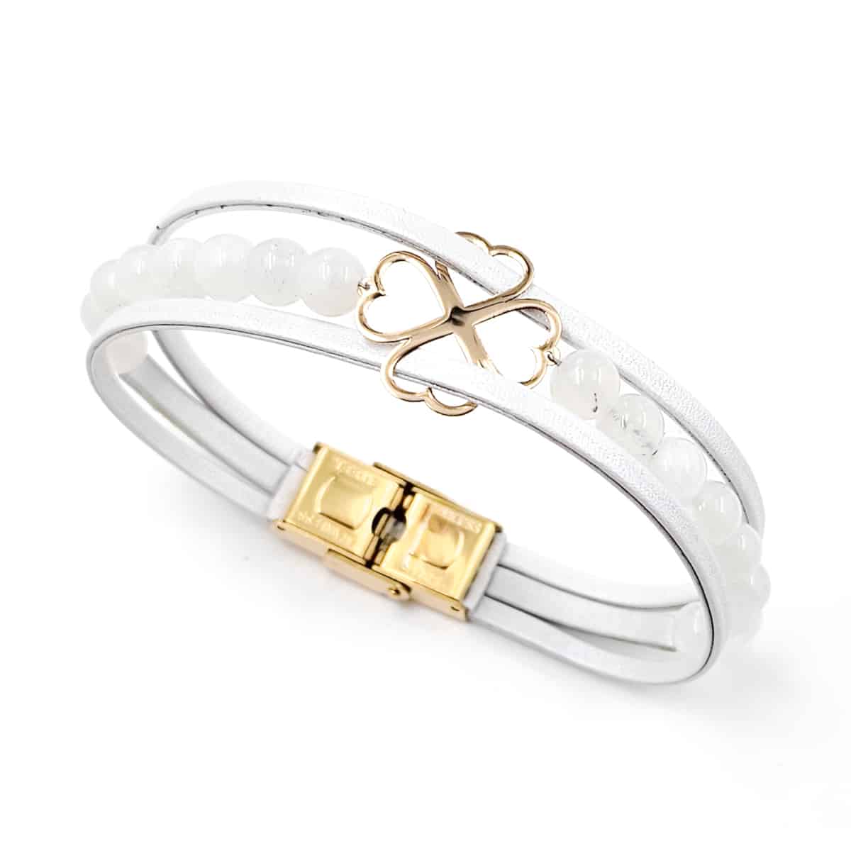 خرید دستبند زنانه طلا و چرم w159