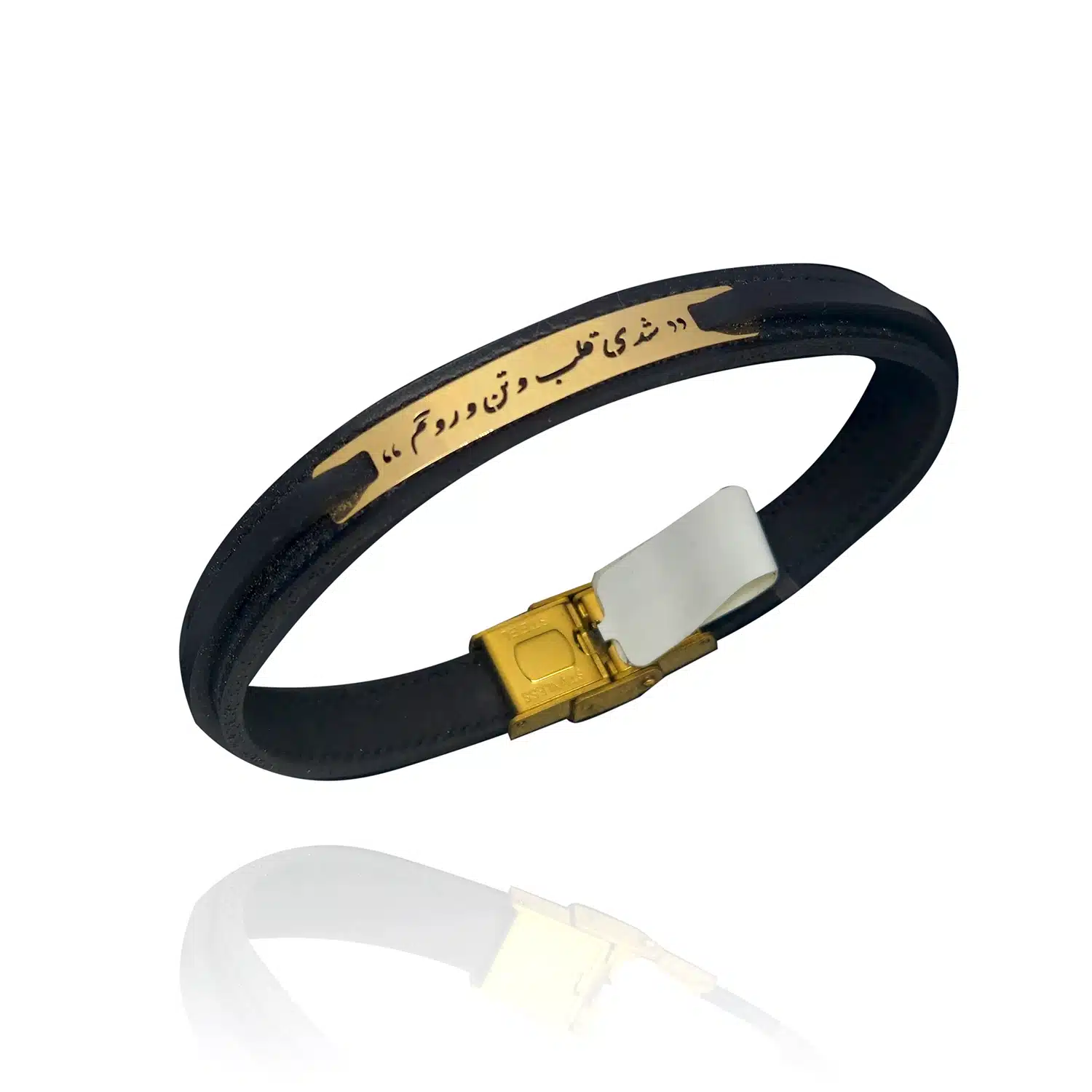 دستبند مردانه طلا و چرم M1142