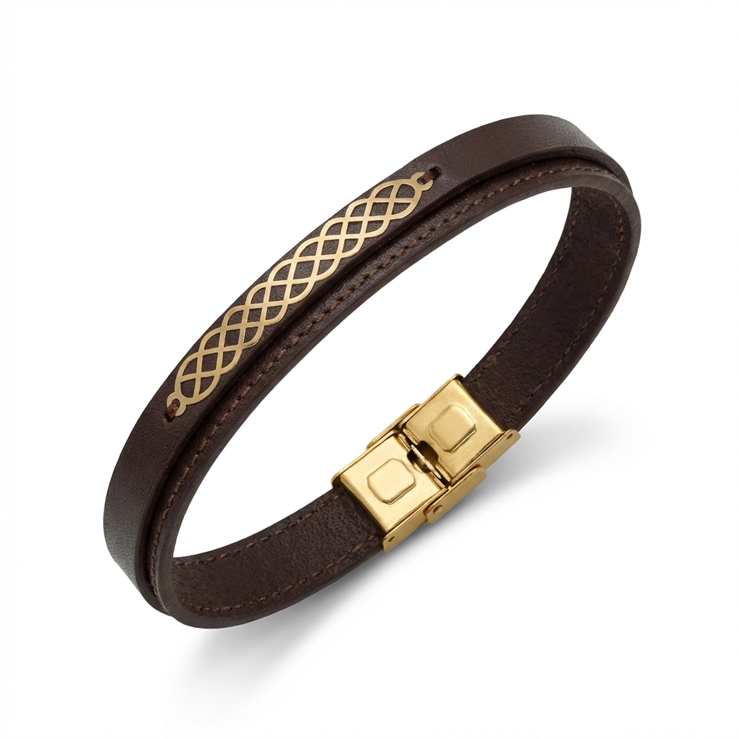 دستبند طلا و چرم 1129