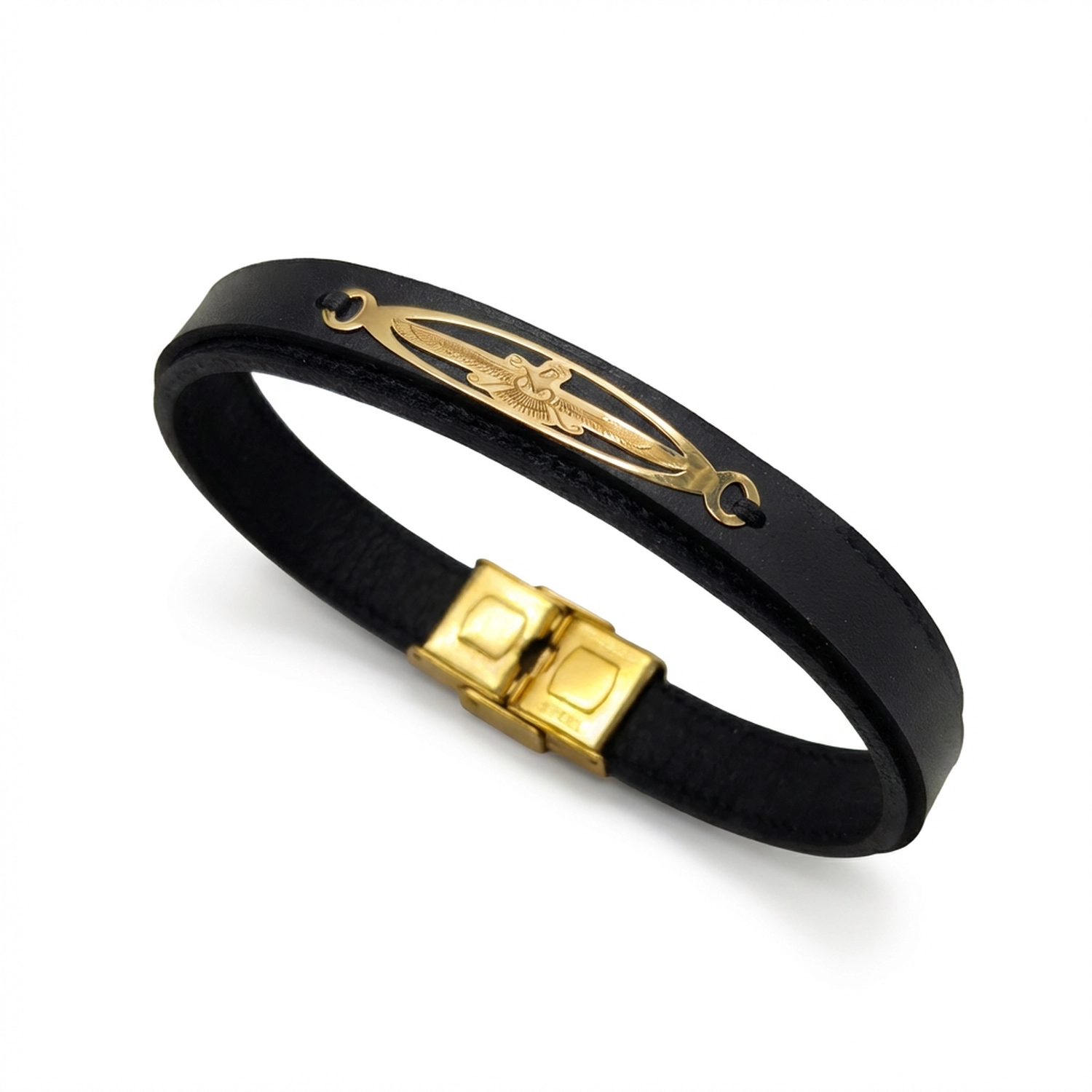 دستبند طلا و چرم 1160