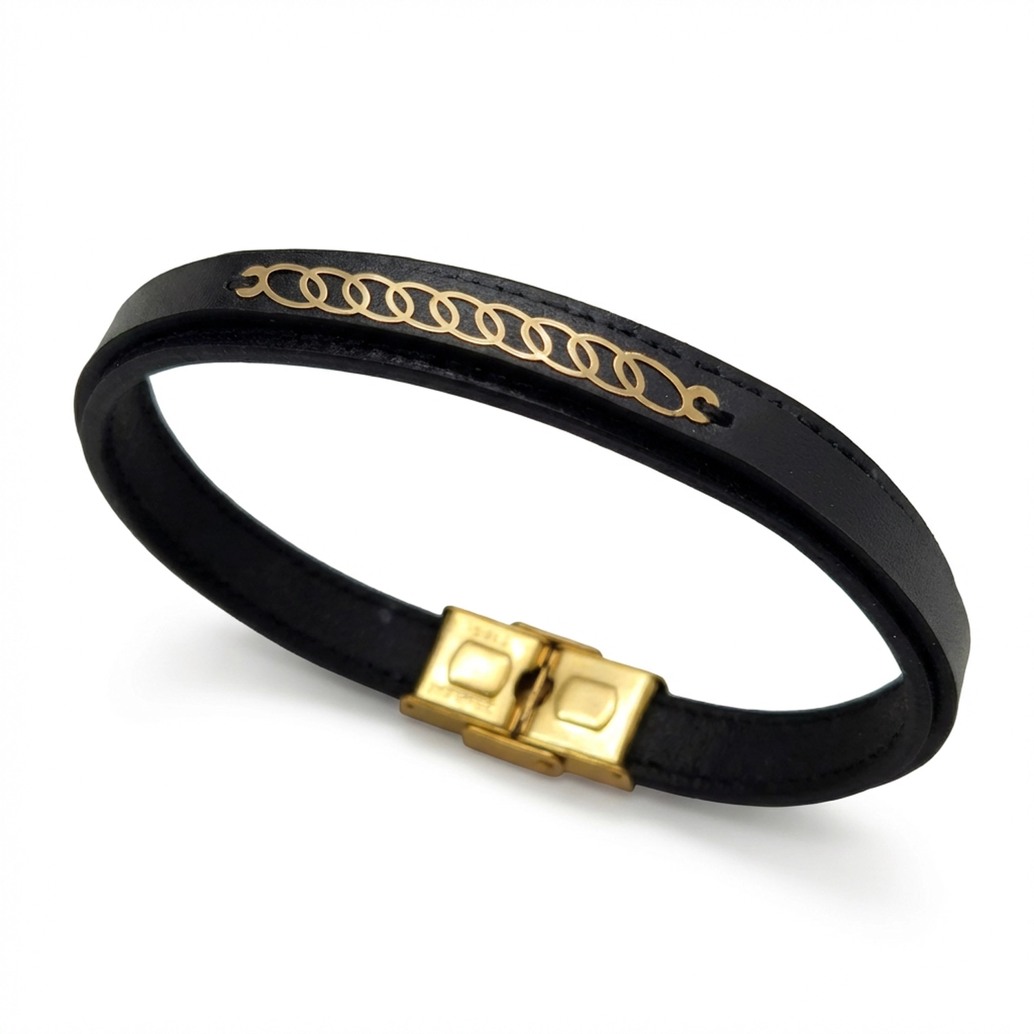 دستبند طلا و چرم 1163