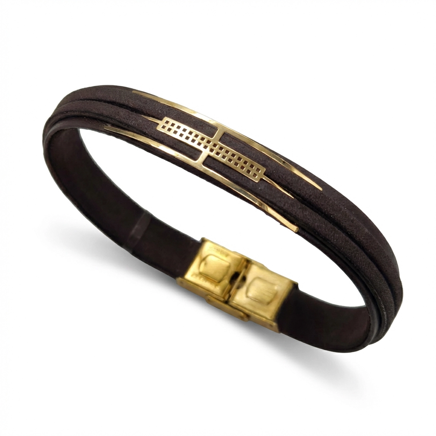 دستبند طلا و چرم 1166